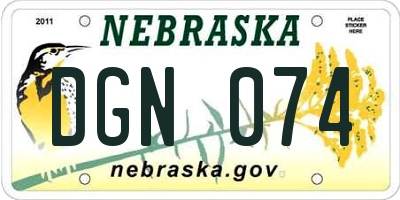 NE license plate DGN074