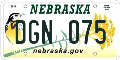 NE license plate DGN075