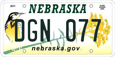 NE license plate DGN077