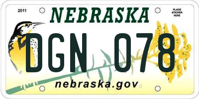 NE license plate DGN078