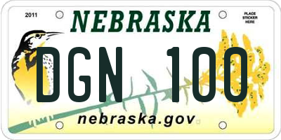 NE license plate DGN100