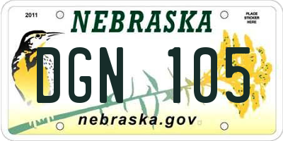 NE license plate DGN105
