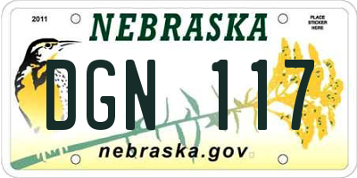 NE license plate DGN117