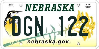 NE license plate DGN122