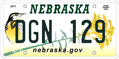 NE license plate DGN129