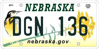 NE license plate DGN136