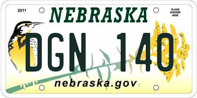 NE license plate DGN140