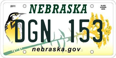 NE license plate DGN153
