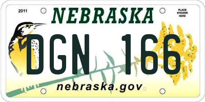 NE license plate DGN166