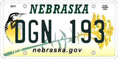 NE license plate DGN193