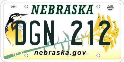 NE license plate DGN212
