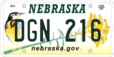 NE license plate DGN216