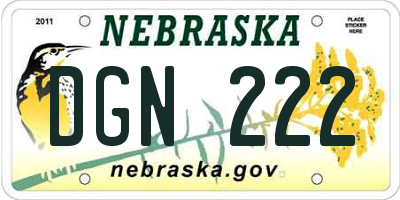 NE license plate DGN222