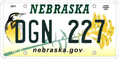 NE license plate DGN227