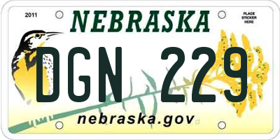 NE license plate DGN229