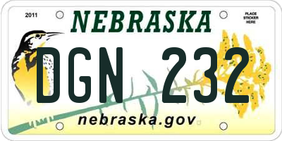 NE license plate DGN232