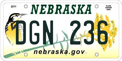 NE license plate DGN236