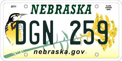 NE license plate DGN259