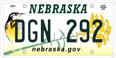 NE license plate DGN292