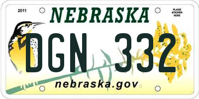 NE license plate DGN332
