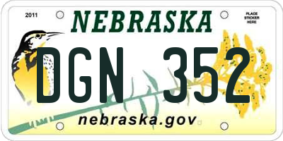 NE license plate DGN352