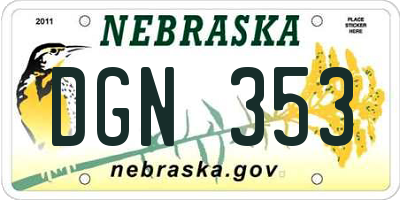 NE license plate DGN353