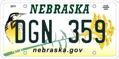 NE license plate DGN359