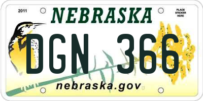 NE license plate DGN366