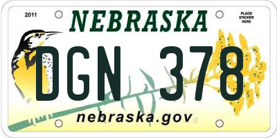 NE license plate DGN378