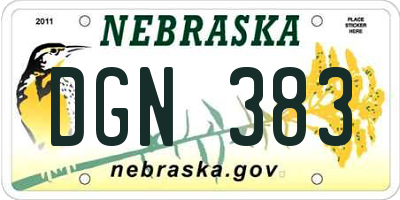 NE license plate DGN383