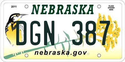 NE license plate DGN387
