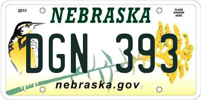 NE license plate DGN393