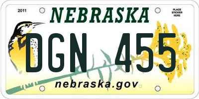 NE license plate DGN455