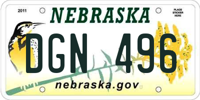 NE license plate DGN496