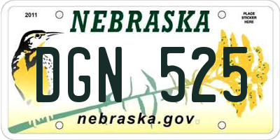 NE license plate DGN525