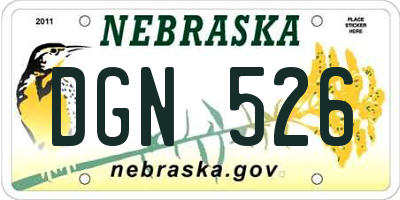 NE license plate DGN526