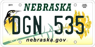 NE license plate DGN535