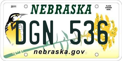 NE license plate DGN536