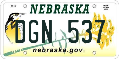 NE license plate DGN537