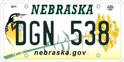 NE license plate DGN538