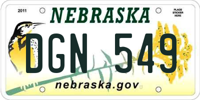 NE license plate DGN549