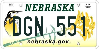 NE license plate DGN551