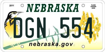 NE license plate DGN554