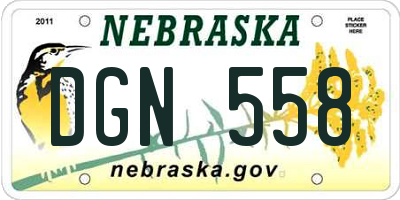 NE license plate DGN558