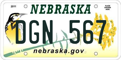 NE license plate DGN567