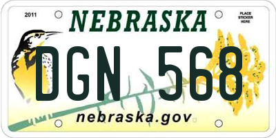 NE license plate DGN568