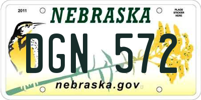 NE license plate DGN572