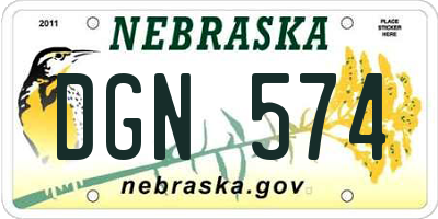 NE license plate DGN574
