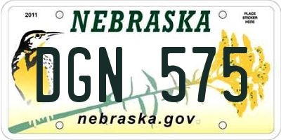 NE license plate DGN575