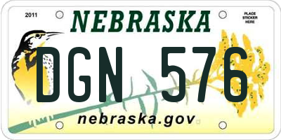 NE license plate DGN576